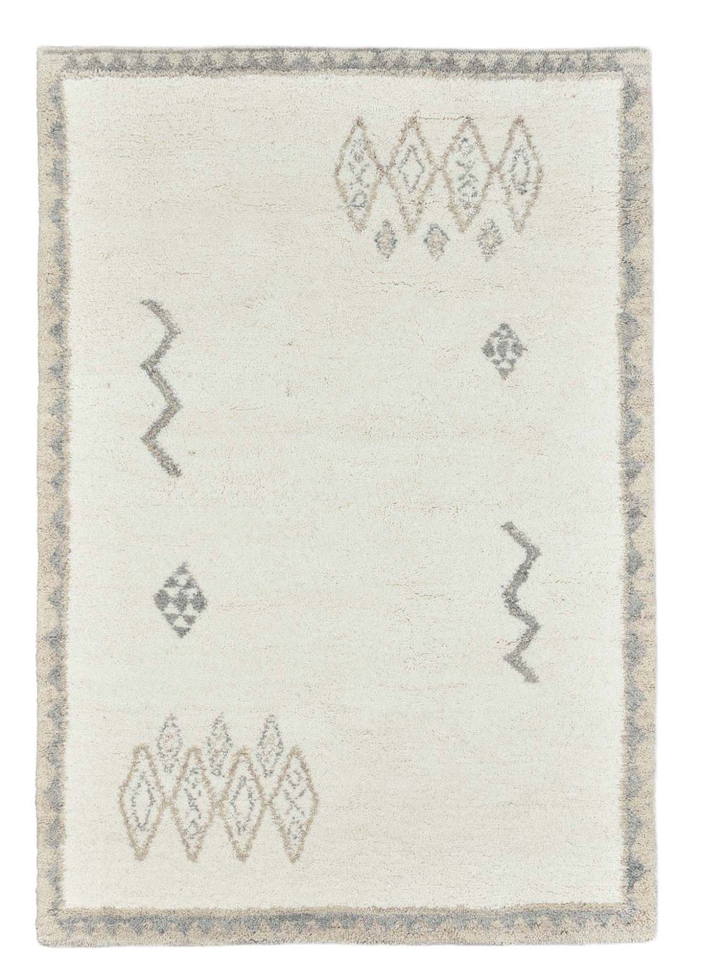 THEKO | Tappeto Berbero marocchino, fatto a mano con lana al 100% | Hadj | con motivo | Colore: Jaspe | 70 x 140 cm