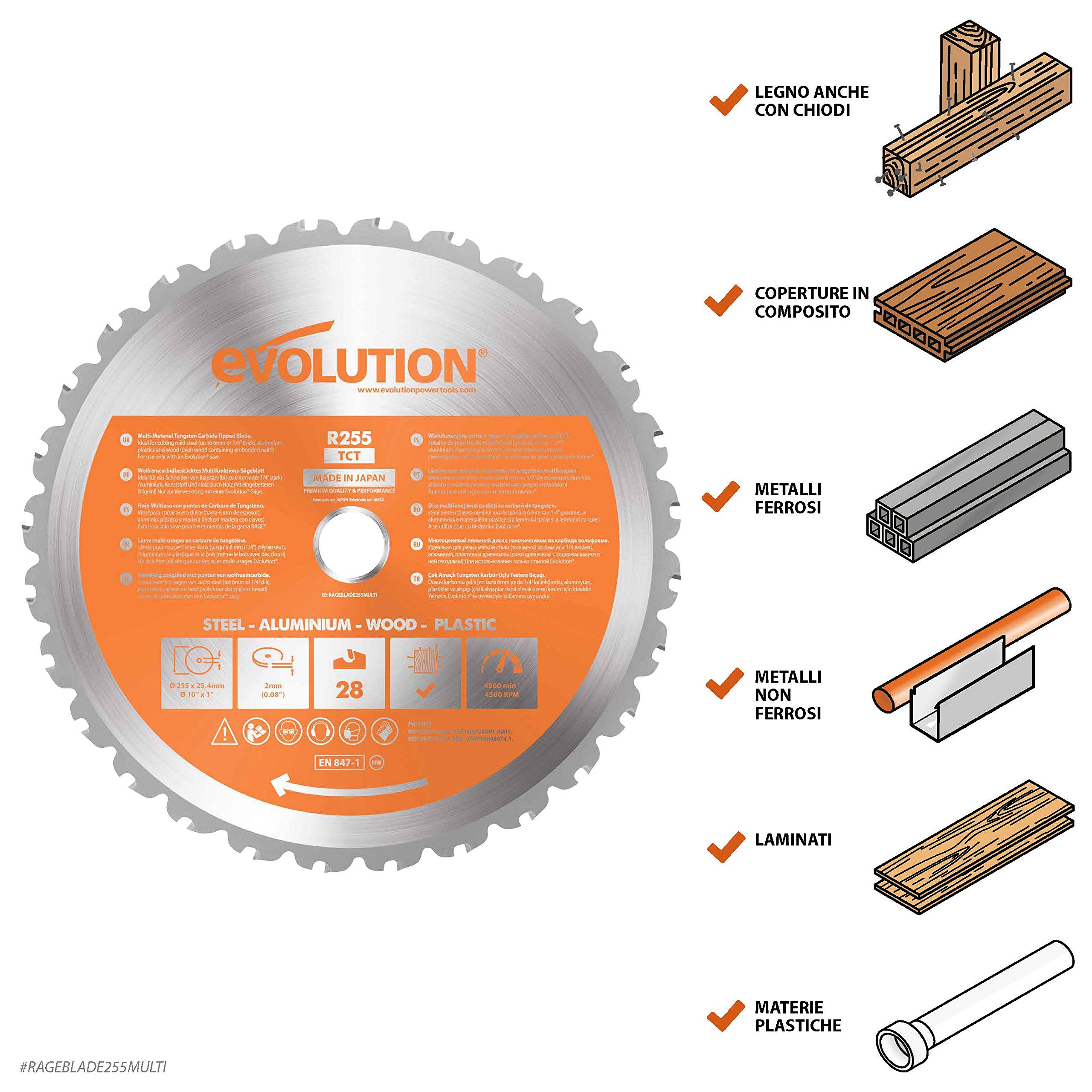 Evolution Power Tools - RAGE Lama Multiuso con Punte al Carburo di Tungsteno 255 mm