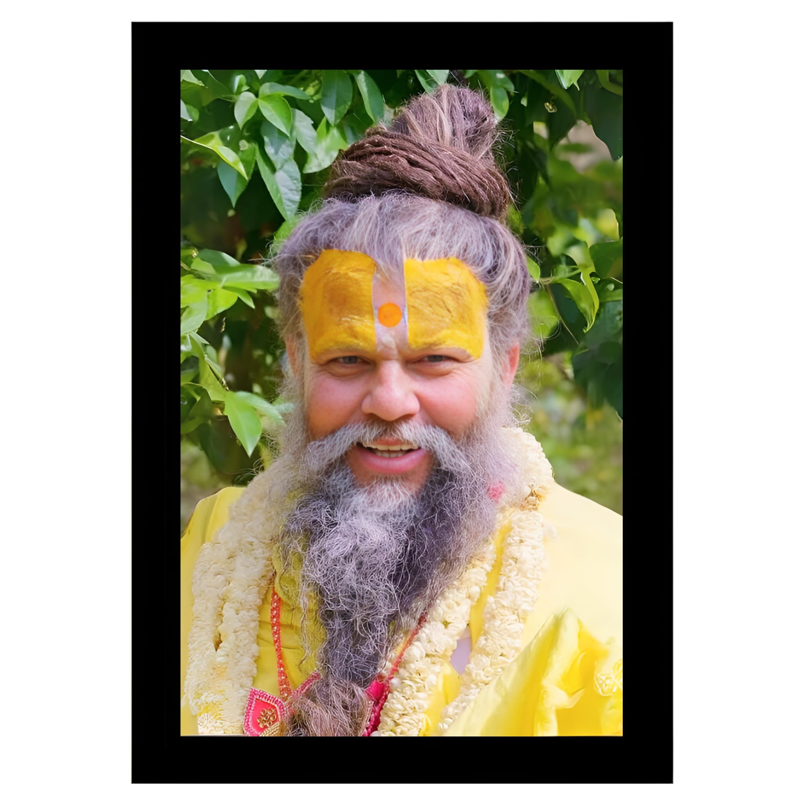 H and N Creations - Shri Premanand Ji Maharaj Photo Frame | 8 x 12 Inches Size Midnight Black Wooden Frame | Wall-Mounted Mandir and Home Decor | Spiritual, Meditation, and Serenity