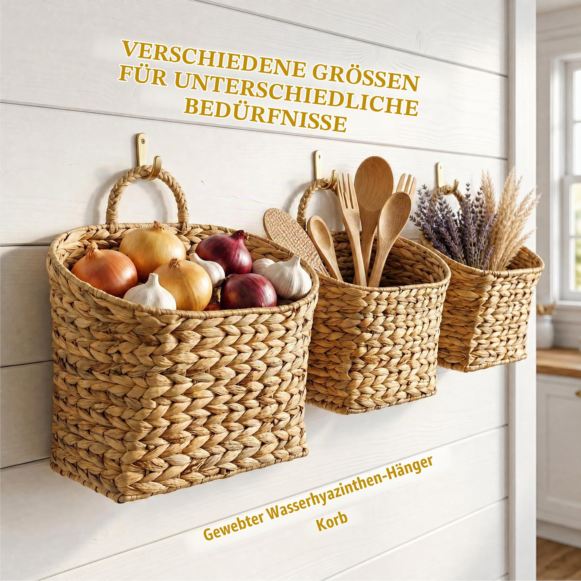 Hängekorb aus Weidengeflecht, rustikale Aufbewahrungskörbe für die Organisation