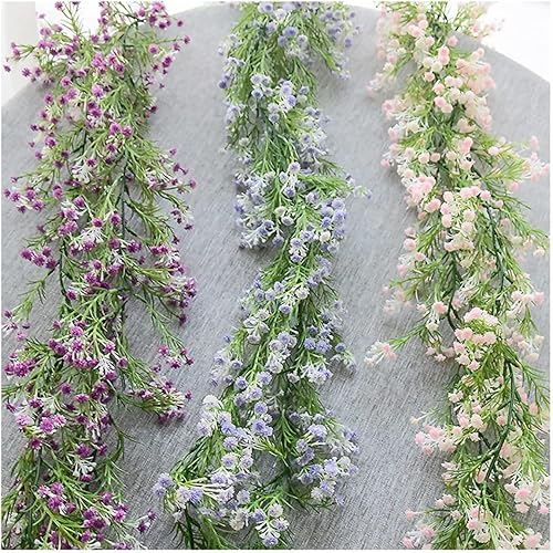 Miniatura 2 de Gypsophila - Guirnalda de flores artificiales de 5.5 pies, flores de imitación de aliento de bebé, vid de tacto real para colgar en el arco de boda