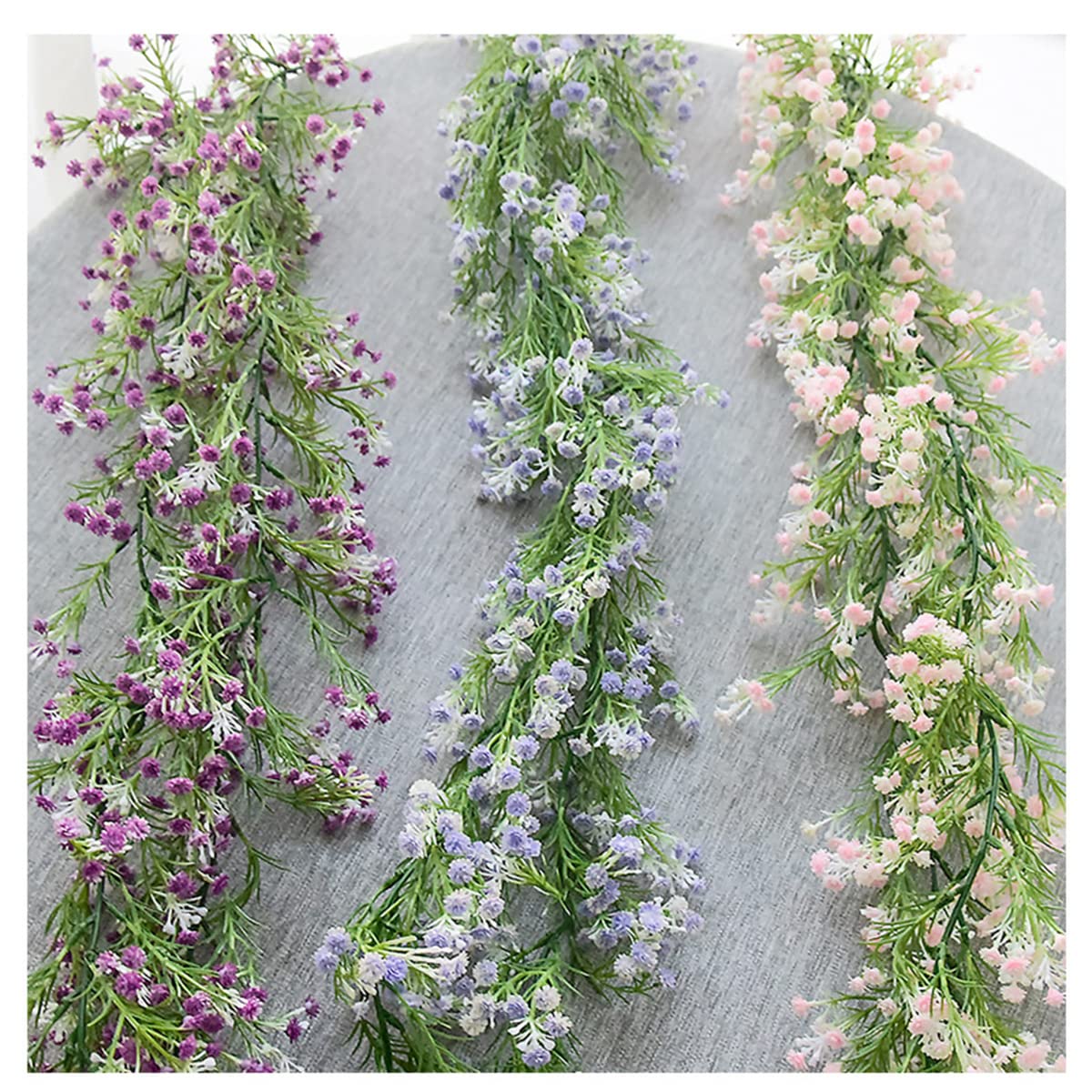 SAING S A I N G Gypsophila Artificial Flowers Garland 5.5Ft Faux Baby Breath Flowers Vine Real Touch Hanging for Wedding Arch Party Home Decor DIY (White) - Image 2