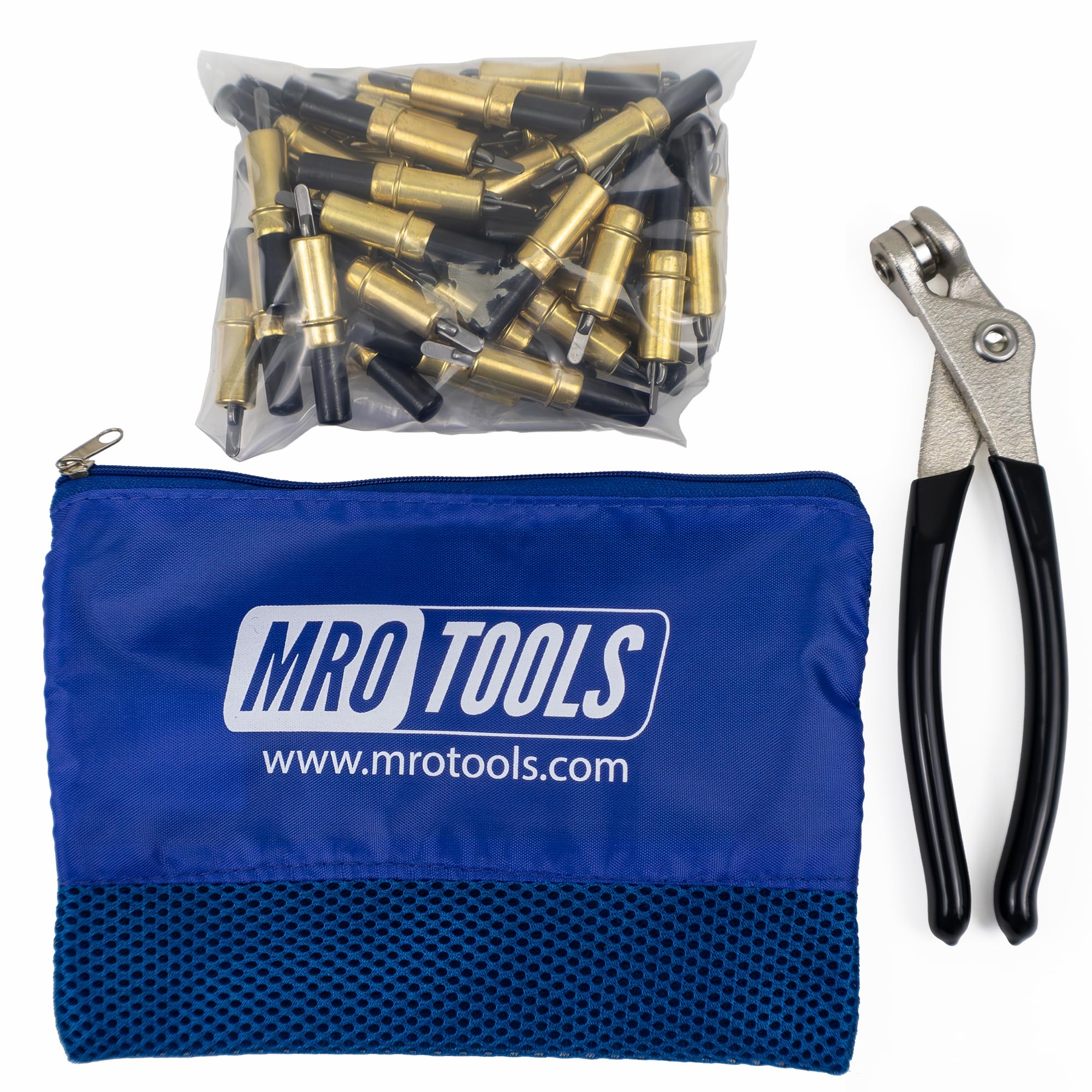 50 3/16 Heavy Duty Cleco Fasteners + Cleco Pliers w/Carry Bag