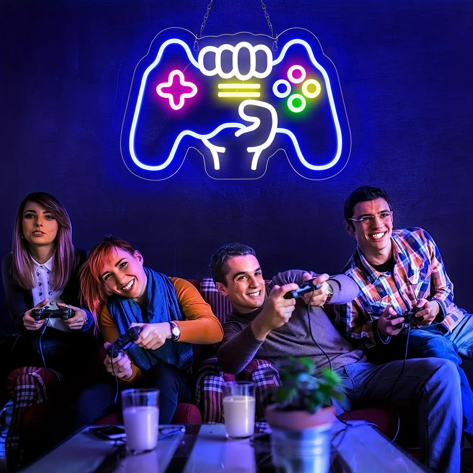 YSMNDE Insegna al neon con controller di gioco, per decorazione della stanza dei videogiochi, insegna al neon dimmerabile per la decorazione della stanza dei ragazzi, insegna al neon a LED,