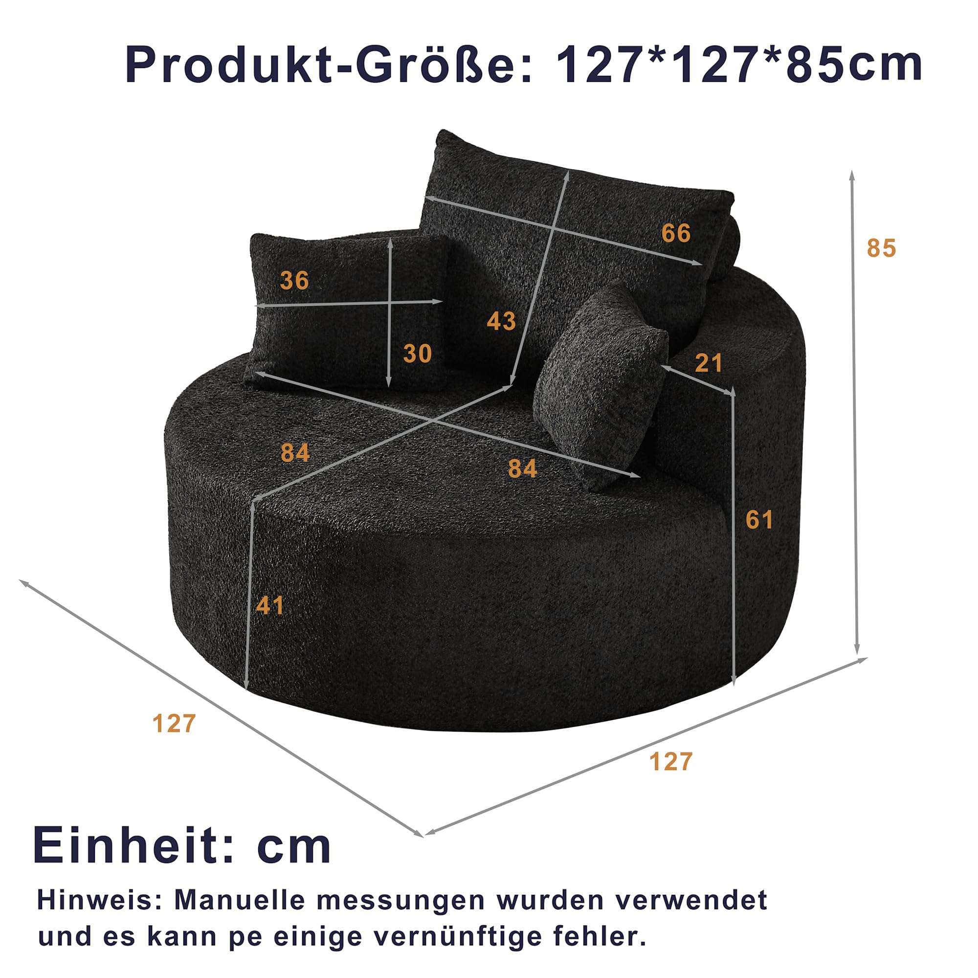 Fauteuil simple, en mousse chenille, moderne, sans montage, pour salon, chambre à coucher, salon et salle de projection (noir)