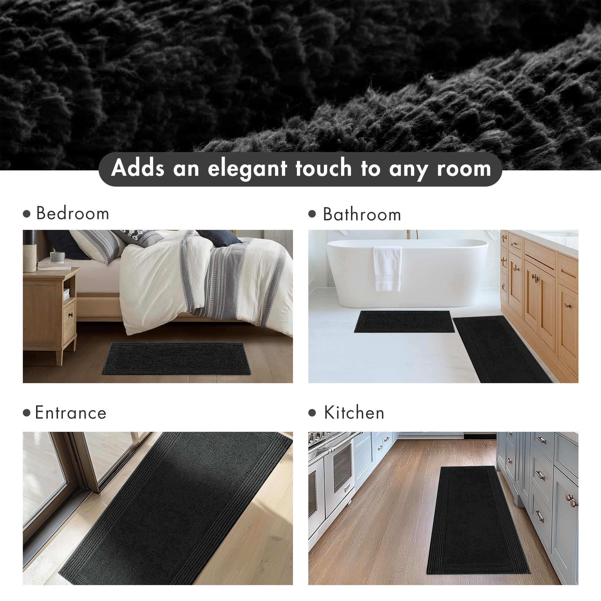 Madison Park Alfombra de baño Reversible 100% algodón con mechones - 3000 gsm Calidad hotelera Lujosa Alfombra de baño Mediana Absorbente de Secado rápido, decoración de Cuarto de Ducha, 24 x 72