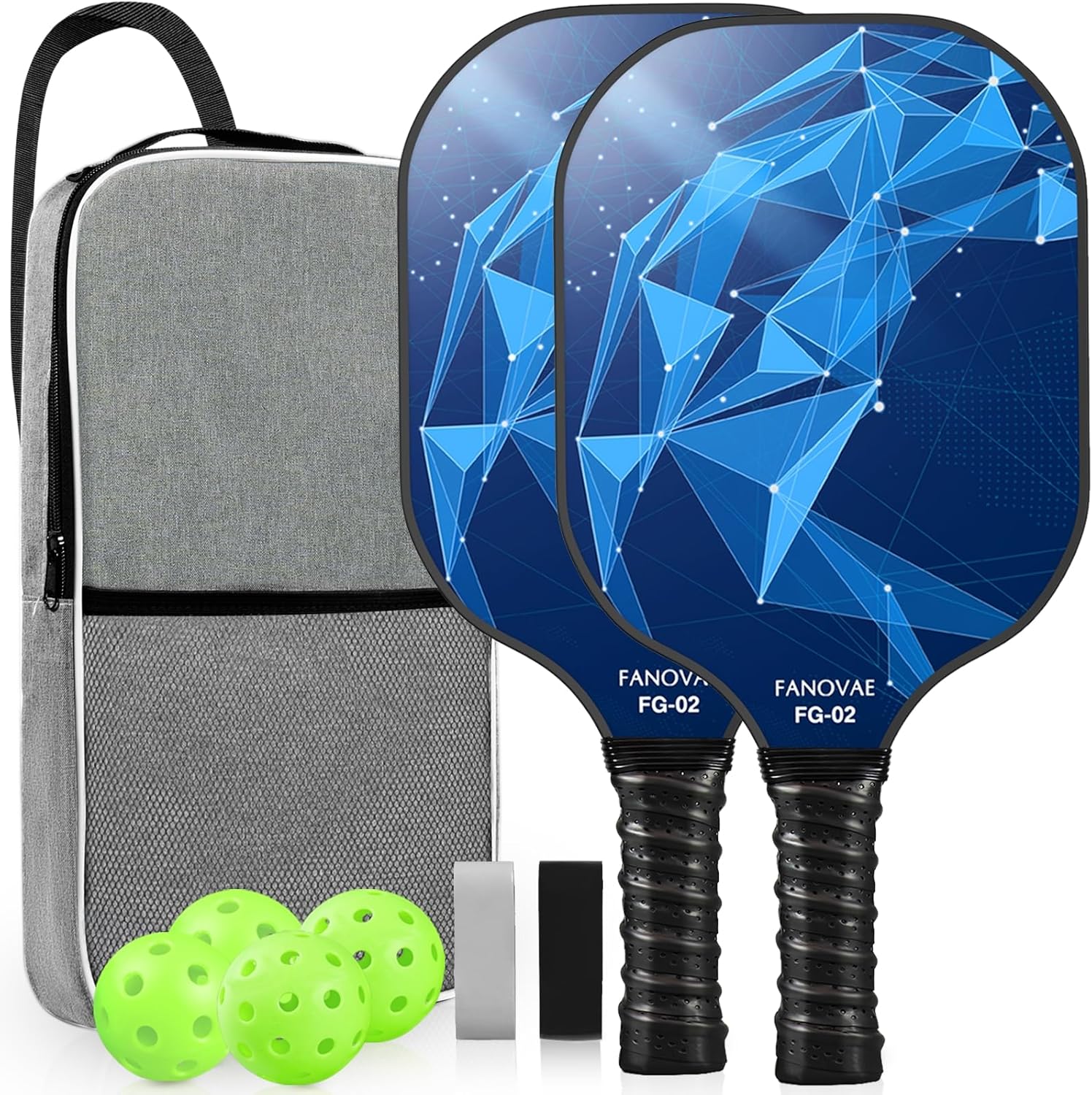 Pickleball Paddles, USAPA Approved Carbon Fiber/Fiberglass Surface Pickleball Set of 2/1 with Bag/Cover, Pickle Ball Paddle Set ​for Men Women