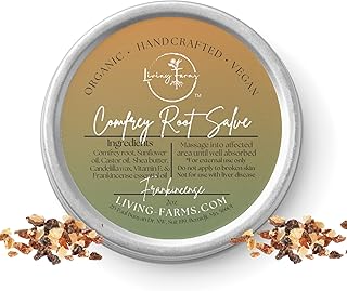 Comfrey Salve with Castor Oil & Frankincense - Aches, Sprains, Sore Muscles, Joints, Minor Pain -Vegan Friendly Natural Healing Balm - Handmade in The USA (2oz, Frankincese)