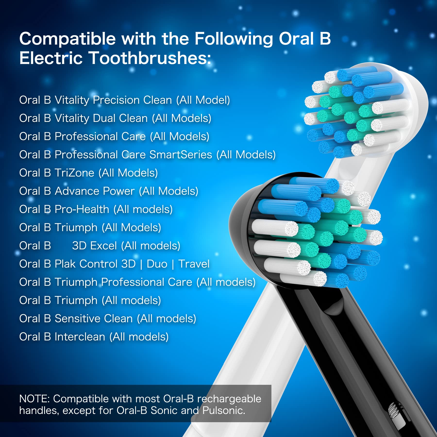 Sulkiwe Testine Compatibile con Oral b Braun Spazzolino elettrico Pro/Advance Power/Smart/Vitality/Genius Series, Precision Testine di Ricambio Adatto per Oral-B, 16 Pezzi (Nero)