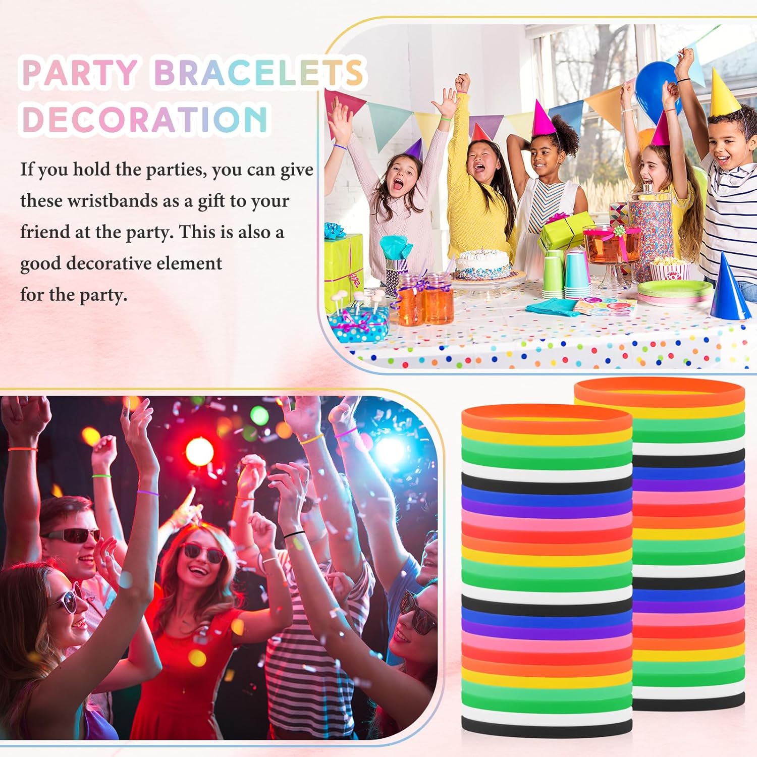Liliful 400 Pcs Silicone Wristbands Solid Color Silicone Bracelets Blank Rubber Sports Rubber Wristbands Bracelets Stretch Bands for Adults Men Women Teen(Colorful) - Image 3