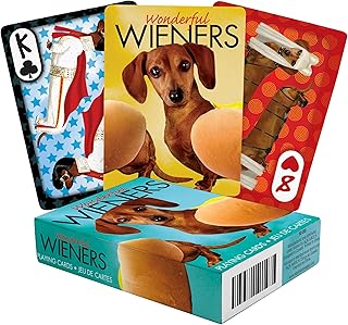 Aquarius Wonderful Wieners Playing Cards - Cute Weiner Dog Themed Deck of Cards for Your Favorite Card Games - Weiner Dog Merchandise & Collectibles - Poker Size with Linen Finish