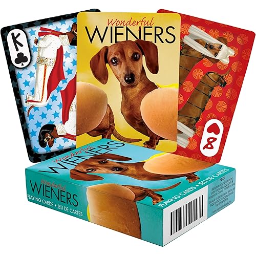 AQUARIUS Wonderful Wieners Playing Cards - Cute Weiner Dog Themed Deck of Cards for Your Favorite Card Games - Weiner Dog Merchandise & Collectibles - Poker Size with Linen Finish