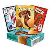 AQUARIUS Wonderful Wieners Playing Cards - Cute Weiner Dog Themed Deck of Cards for Your Favorite Card Games - Weiner Dog Merchandise & Collectibles - Poker Size with Linen Finish