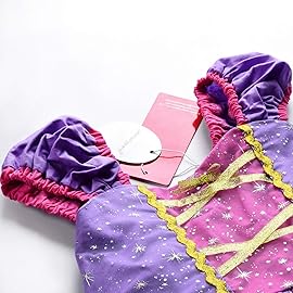 JerrisApparel Girl Princess Costume Dress for Birthday Party (5, Purple with Accessories)