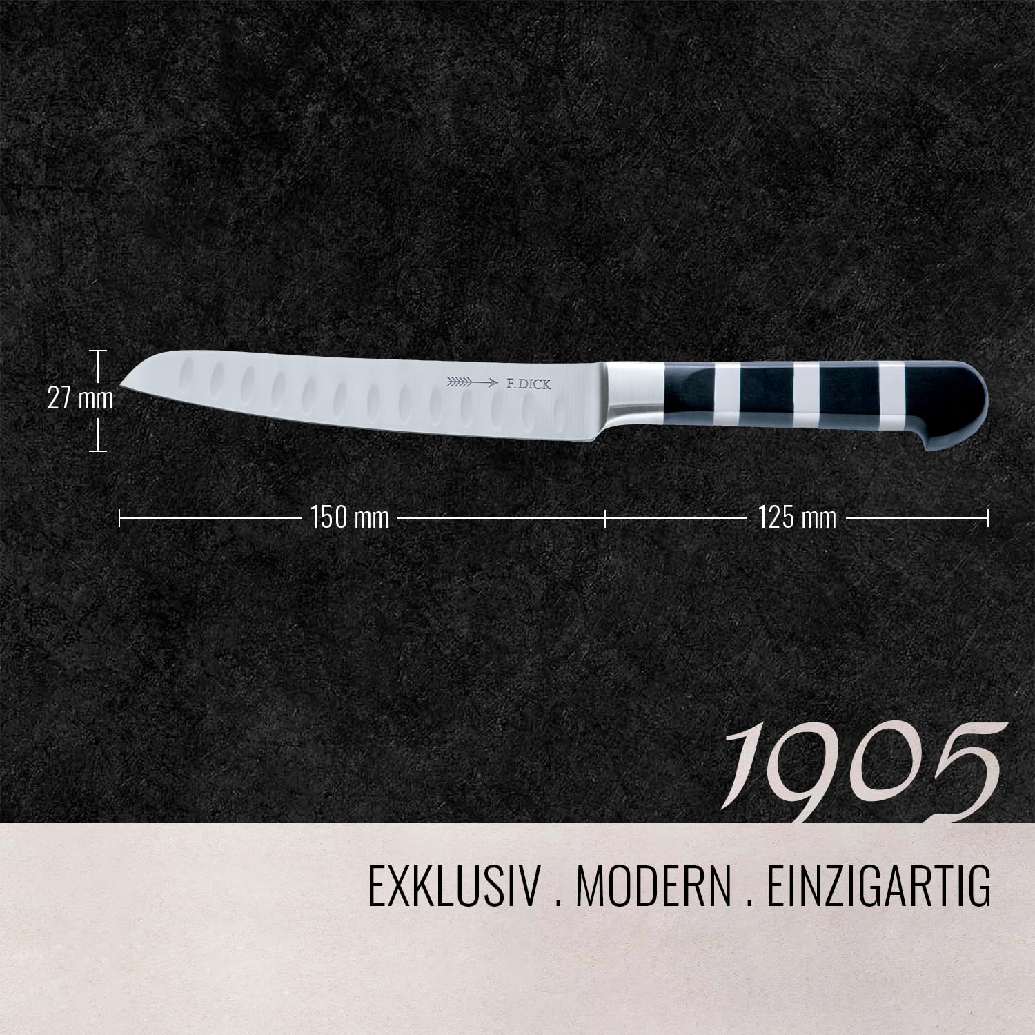 F. DICK Cuchillo universal 1905 (cuchillo con hoja de 15 cm, acero X50CrMoV15, acero inoxidable, 56° HRC) 81911152K