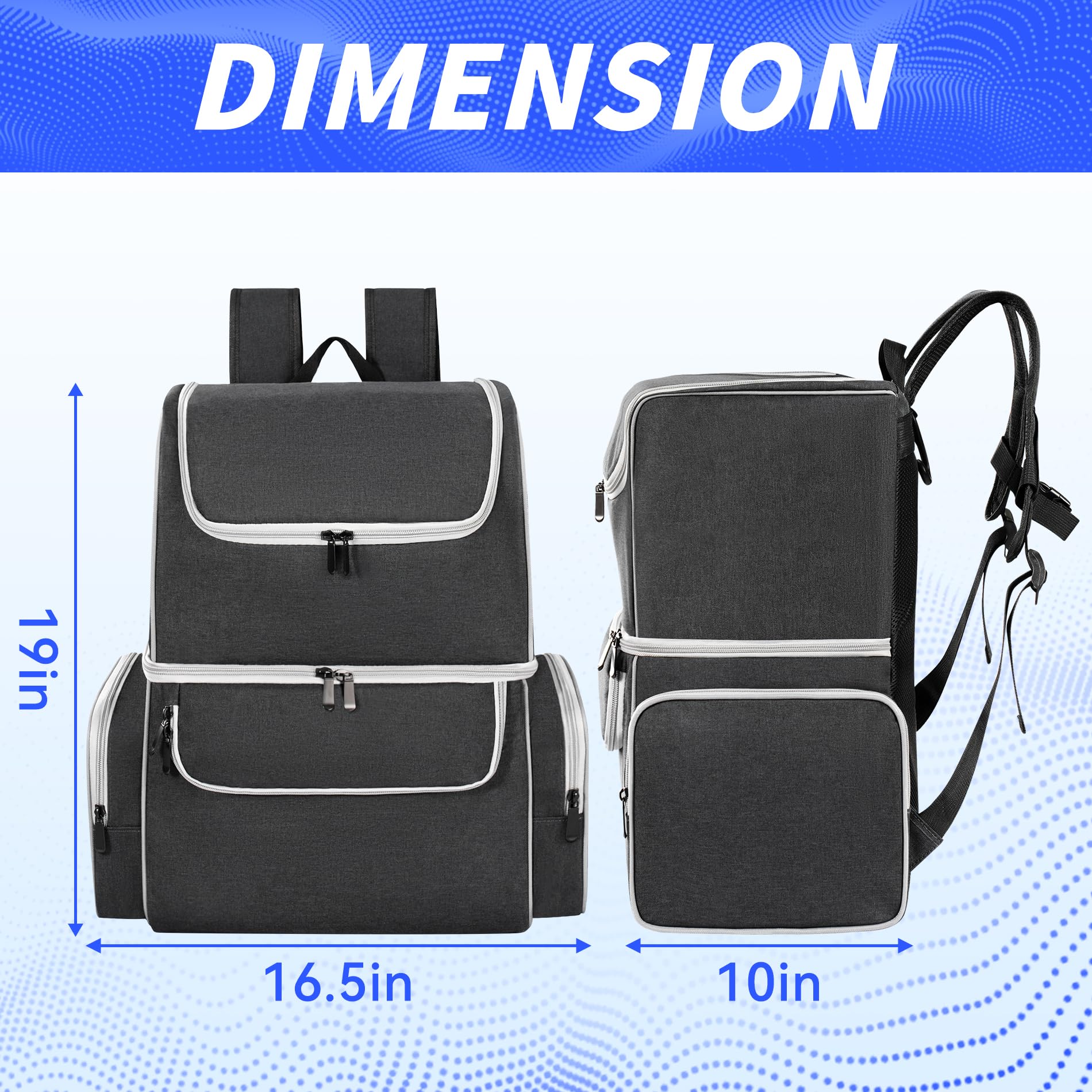 JMIANeodark Disc Golf Bag with Cooler, Disc Golf Backpack with Hooks, Disc Golf Bags Store 18 Discs and Multiple Cans, Soft Golf Cooler Backpack with Mutiple Pockets