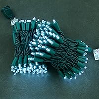 Vista 3 de YULETIME Luces LED de Navidad de gran angular de color blanco frío, 200 unidades, 50 pies, paquete de 2 hebras de 25 pies, 100 luces