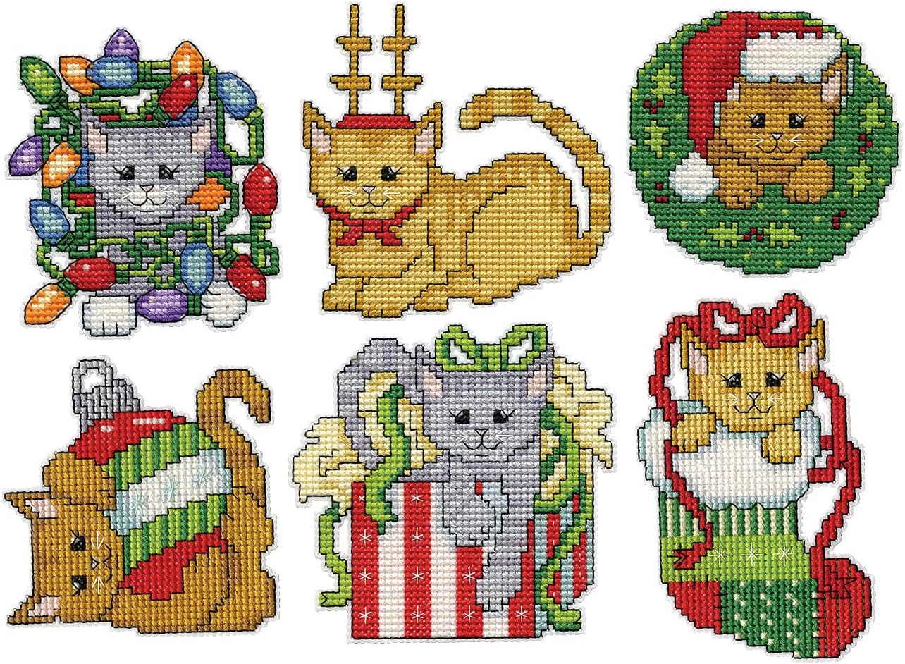 Design Works Crafts Kittens Counted Cross Stitch Ornament Kit, Various (Christmas)
