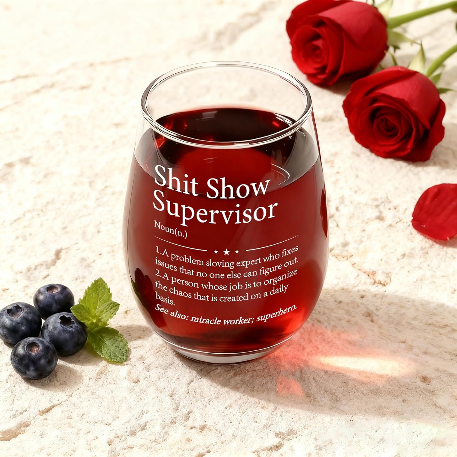 Boss Lady Gifts for Women, Shit Show Supervisor Stemless Wine Glass 17 Oz, Funny Thank You Gift for Supervisor Coworker Boss Lady Manger Director, Boss’s Day Birthday Christmas Gifts for Women - Image 2