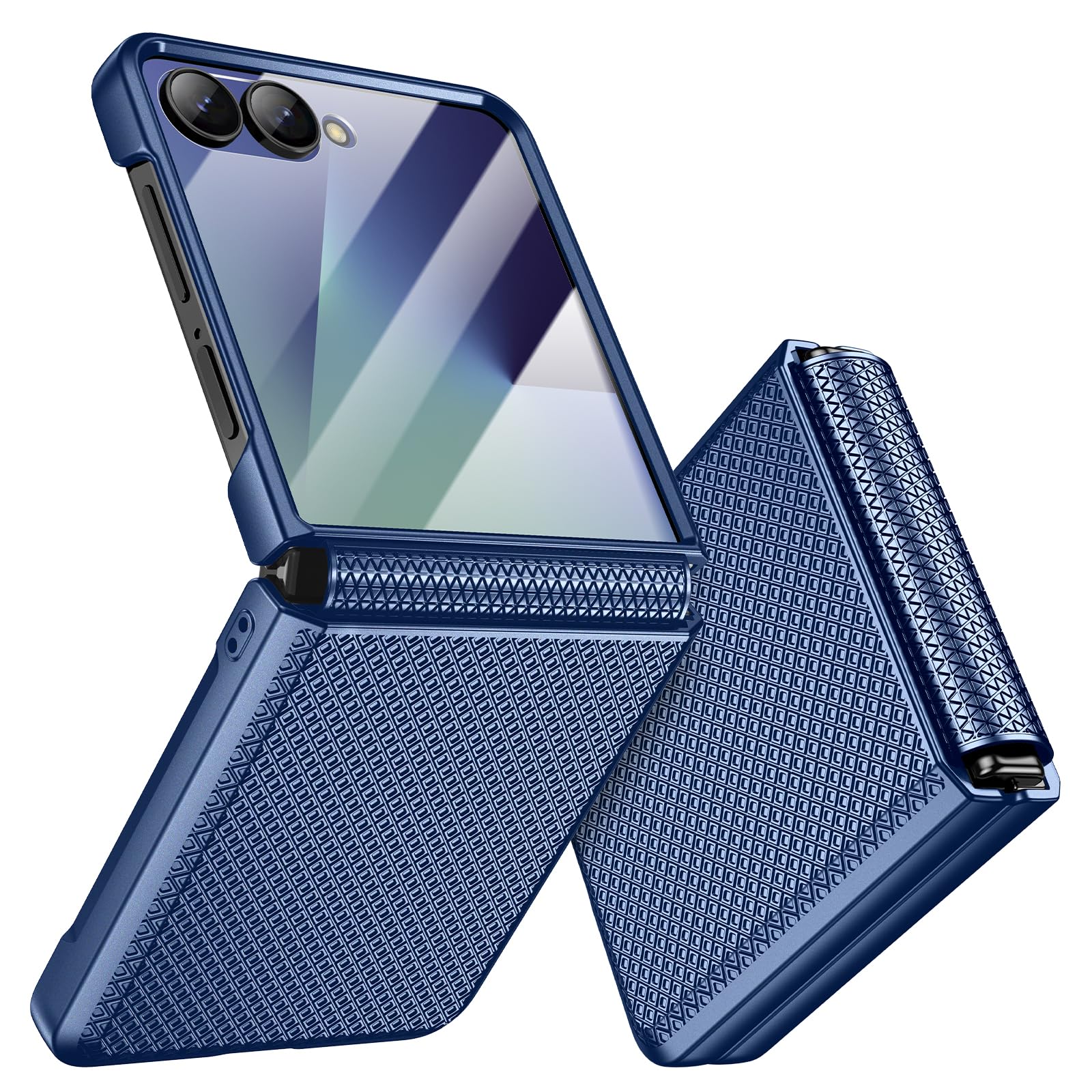 Doeshine für Samsung Galaxy Z Flip Hülle mit Scharnierschutz & Displayschutzfolie, Rutschfester Textur, Hard PC Militär Stoßfest Schutzhülle Kratzfest Rugged Cover für Galaxy Z Flip