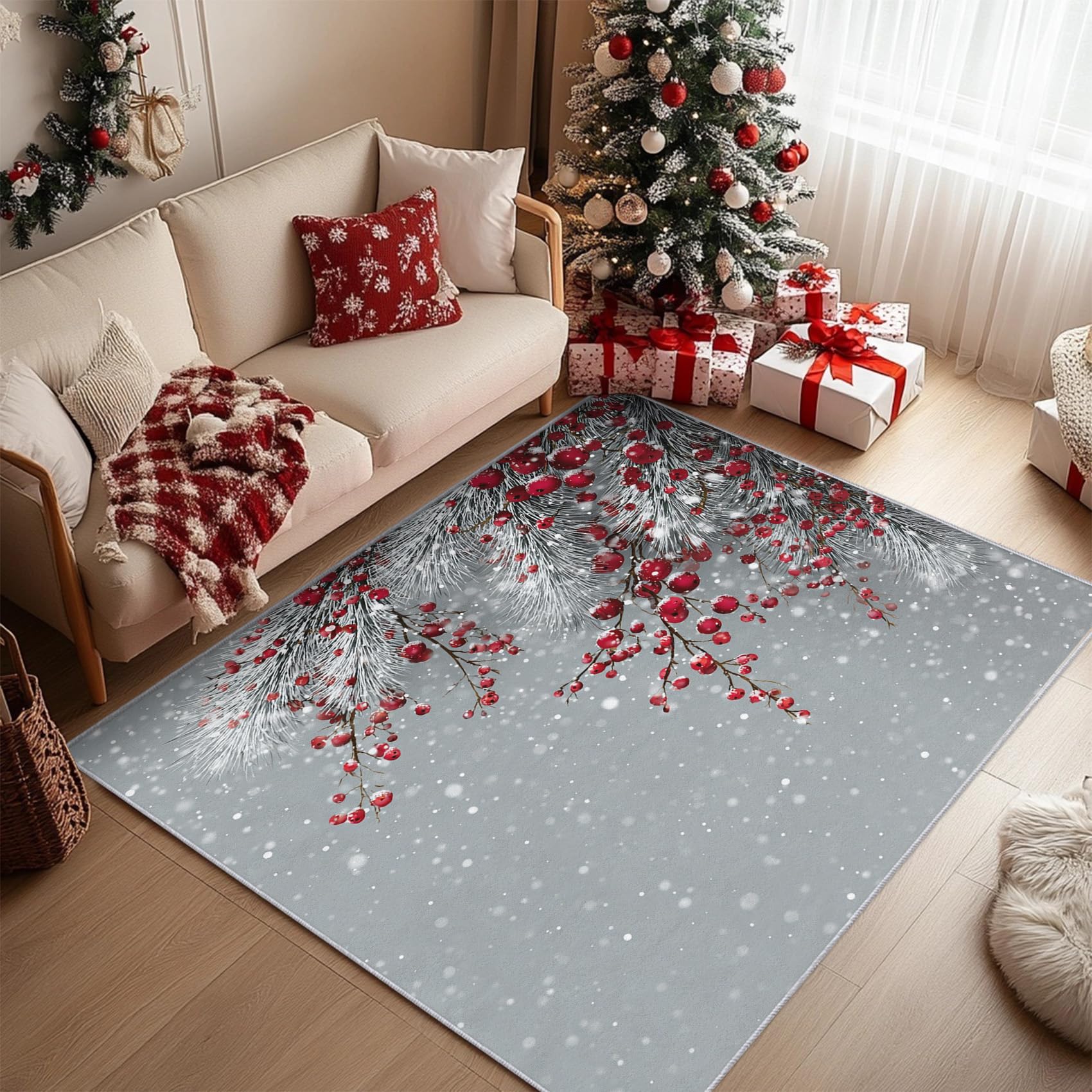 Carpette chambre Noël 180x240 lavable et antidérapante pour éviter les glissades