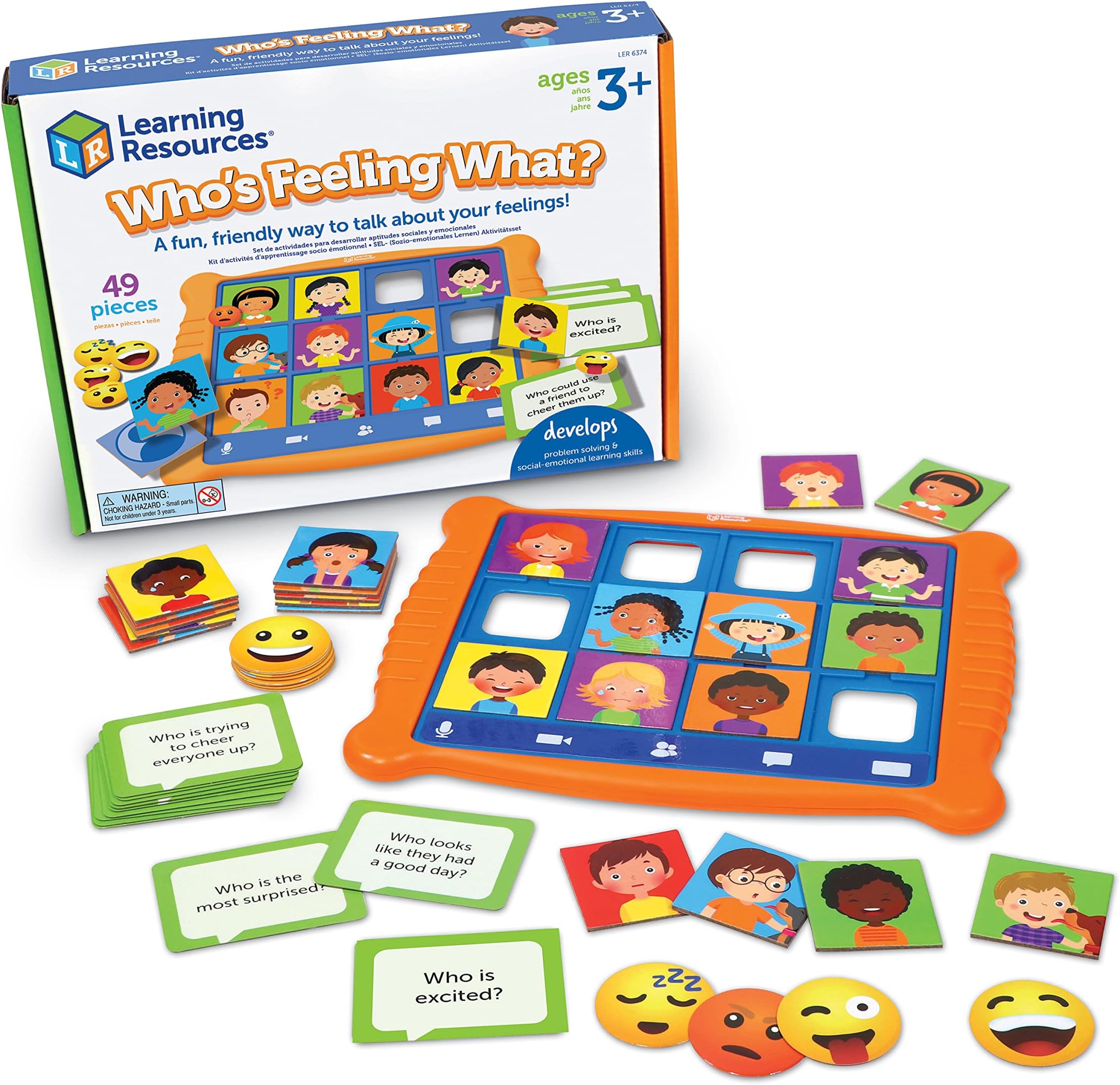 Socio-Emotional Learning Games Who Feels What?, Communication Games for Kids, Emotional Toys, Emotional Toys for Kids, Toys about Feelings, 49 Pieces, 3+