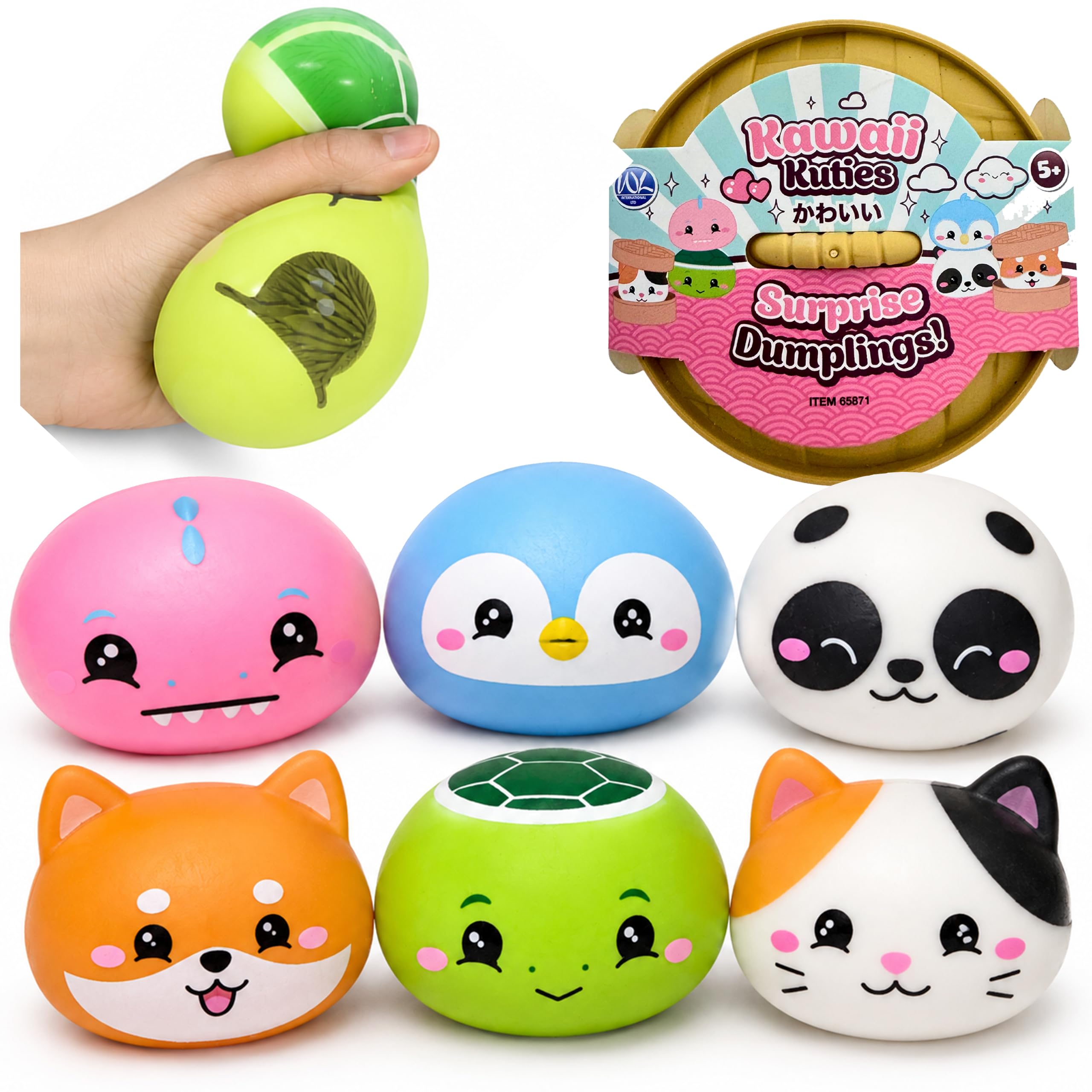 Kuties Dumpling Squishy Toy 8.5cm - 1x Random Mystery Surprise Dumpling Squeeze Toys with Cute Character Design, Viral Dumpling, Fidget Toys for Kids 3+