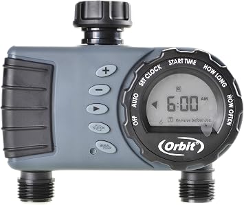 Orbit Digital Hose Sprinkler Irrigation Timer for Vacation Lawn, Plant, and Garden Watering 2 Valve