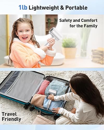 Miniatura 6 de Secador de pelo, secador profesional de 110,000 rpm, motor sin escobillas con tecnología iónica negativa para un secado más rápido, boquilla