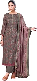 DRAVINAM Trends Women's Winter Wear Unstitched Discharge Print Hand Work Neck Embroidered Woollen Viscose Pashmina Salwar ...