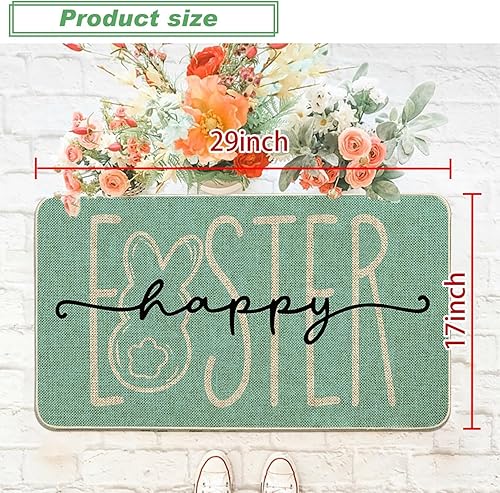 Miniatura 3 de Baccessor Felpudo de Pascua con diseño de conejo, conejo de Pascua para exteriores, tapete de bienvenida al aire libre, tapete de bienvenida