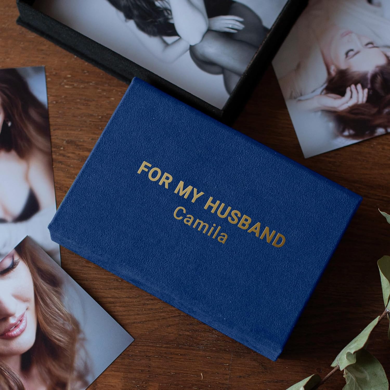 Boudoir Photo Box - For Your Eyes Only - Wedding Personalized Gift for Husband, Groom, Boyfriend - Anniversary Prints - Velvet Storage (For your eyes only, 4x6 (10x15cm))