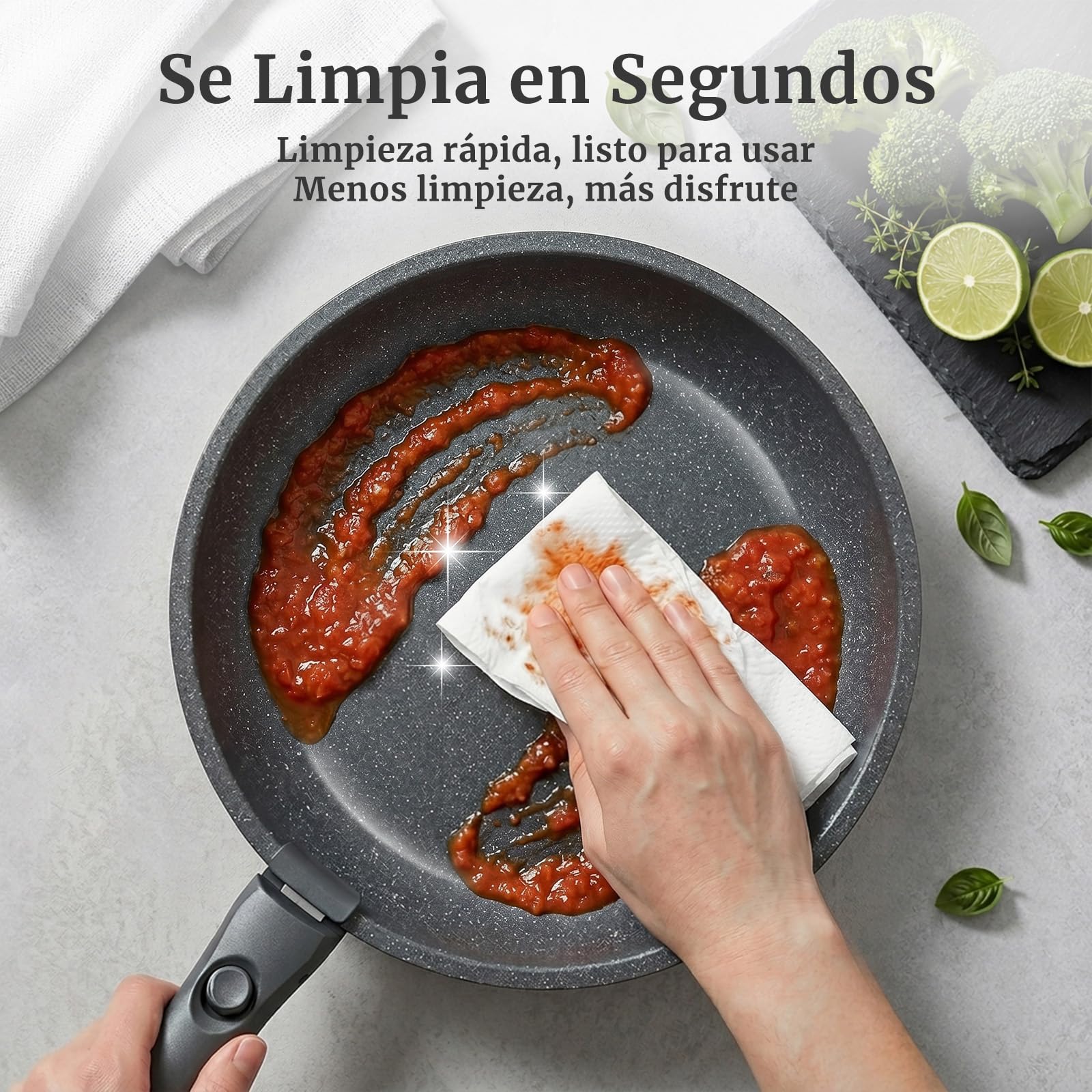YASHE Batería de cocina 21 piezas, inducción, atóxica, sin PTFE ni PFAS | Juego de Sarténes y Ollas Atóxica con Mango Extraíble, Ollas Apilables, Juego Ahorrador de Espacio para Caravana, Sin PFOA