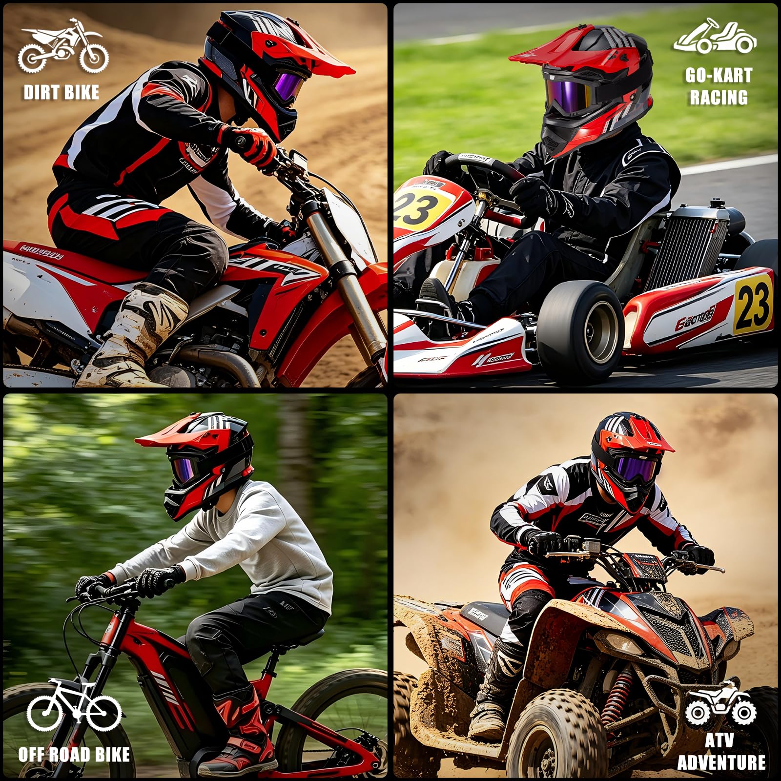 VCOROS Casco Motocross Bambino Set VS-905 Omologato ECE 22.06 per Dirt Bike