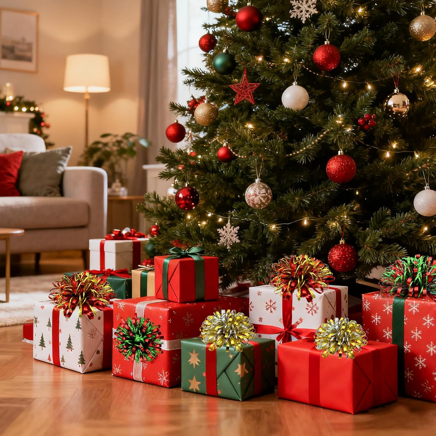 30 Pcs 4.7 Inch Christmas Bows for Gift Wrapping, Multicolor Self Adhesive Christmas Metallic Gift Wrap Bows for Xmas Birthday Party Holiday Presents Decoration - Image 7