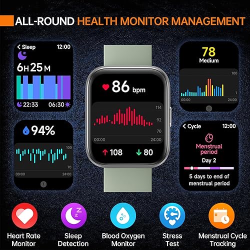 Miniatura 4 de Reloj inteligente aeac para hombres y mujeres, con Alexa incorporada y llamada Bluetooth estable, 100 deportes, relojes inteligentes resistentes al