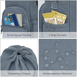 sportsnew Quilted Water Bottle Holder with Strap 32oz 40oz Insulated Quilted Water Bottle Pouch Carrier Sling Bag with Phone Pocket Tumbler Bag Sleeve Crossbody Pouch for Walking Hiking, Quilt Blue