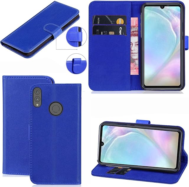 Huawei P30 Lite Case, Leather Wallet with Flip Cover, Credit Card Pockets and Stand Compatible with Huawei P30 Lite (Blue)