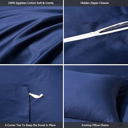Miniatura 6 de MooMee Juego de funda de edredón extra larga de algodón de fibra de 600 hilos, textura de algodón egipcio, satén sedoso, suave, cómodo, duradero