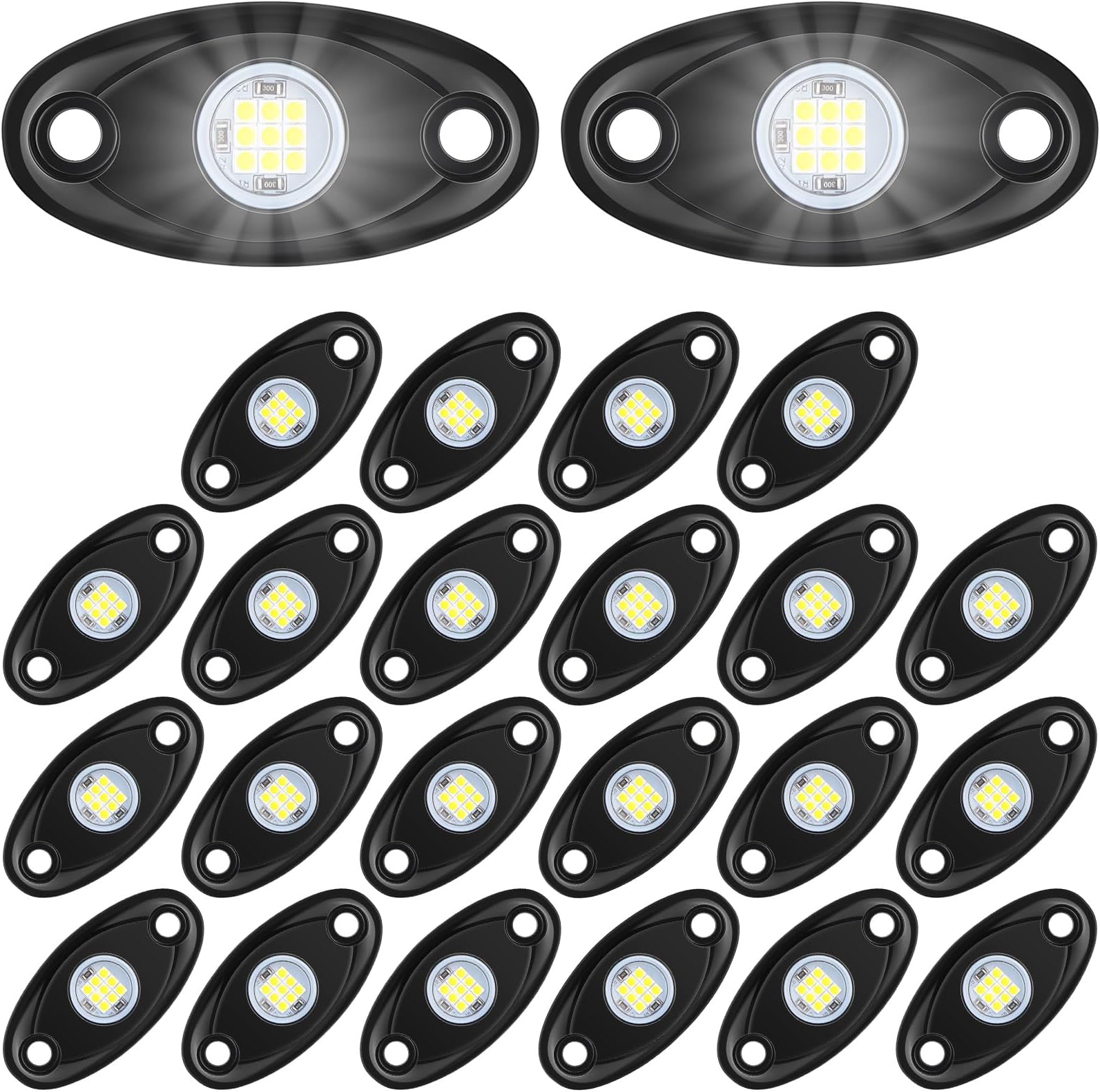 Treela 20 Pods Rock Lights Pure Ambient Underglow Lights for Car SUV Waterproof Neon Trail Rig LED Lamp Lighting for Truck Motorcycle ATV UTV(White)