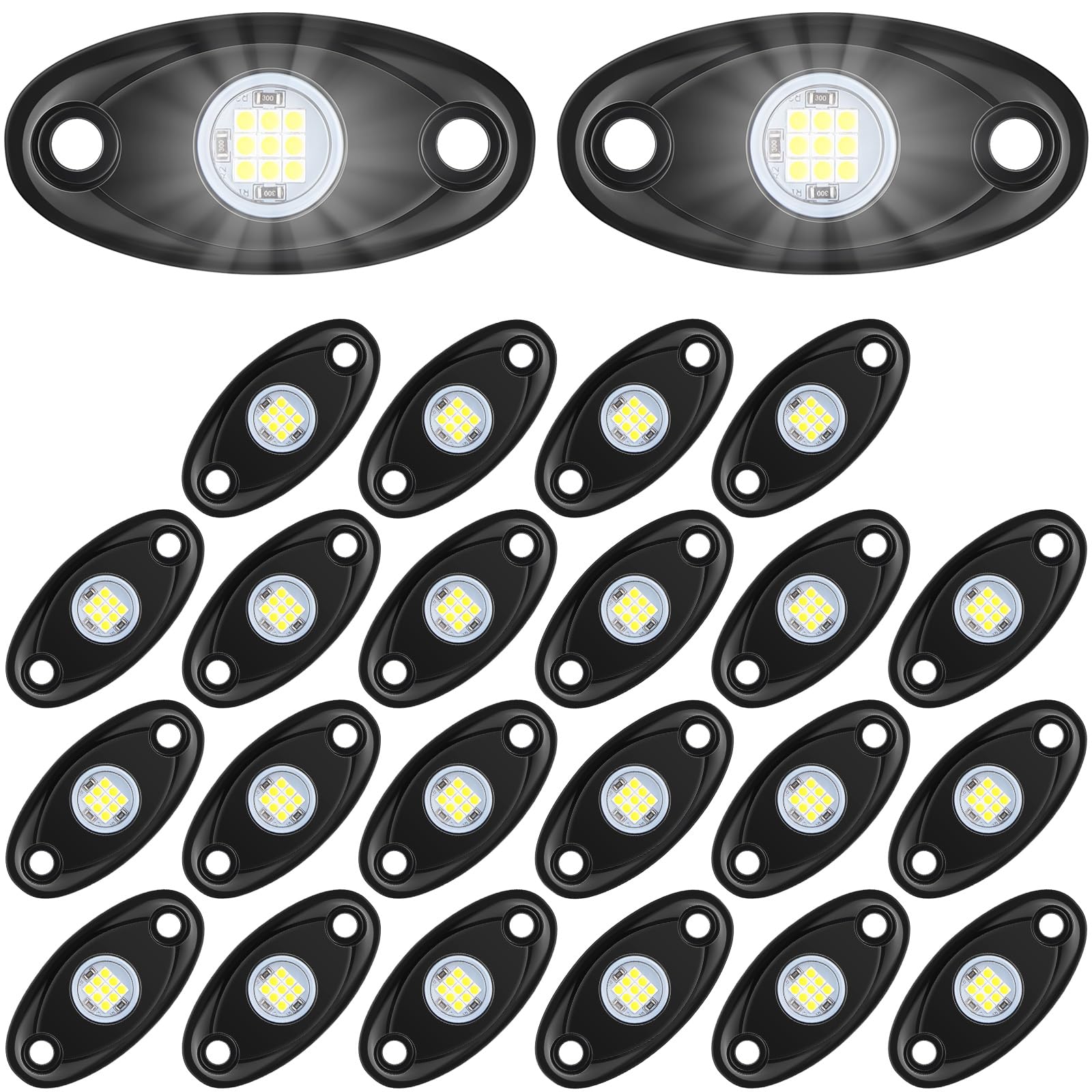 Treela 20 Pods Rock Lights Pure Ambient Underglow Lights for Car SUV Waterproof Neon Trail Rig LED Lamp Lighting for Truck Motorcycle ATV UTV(White)