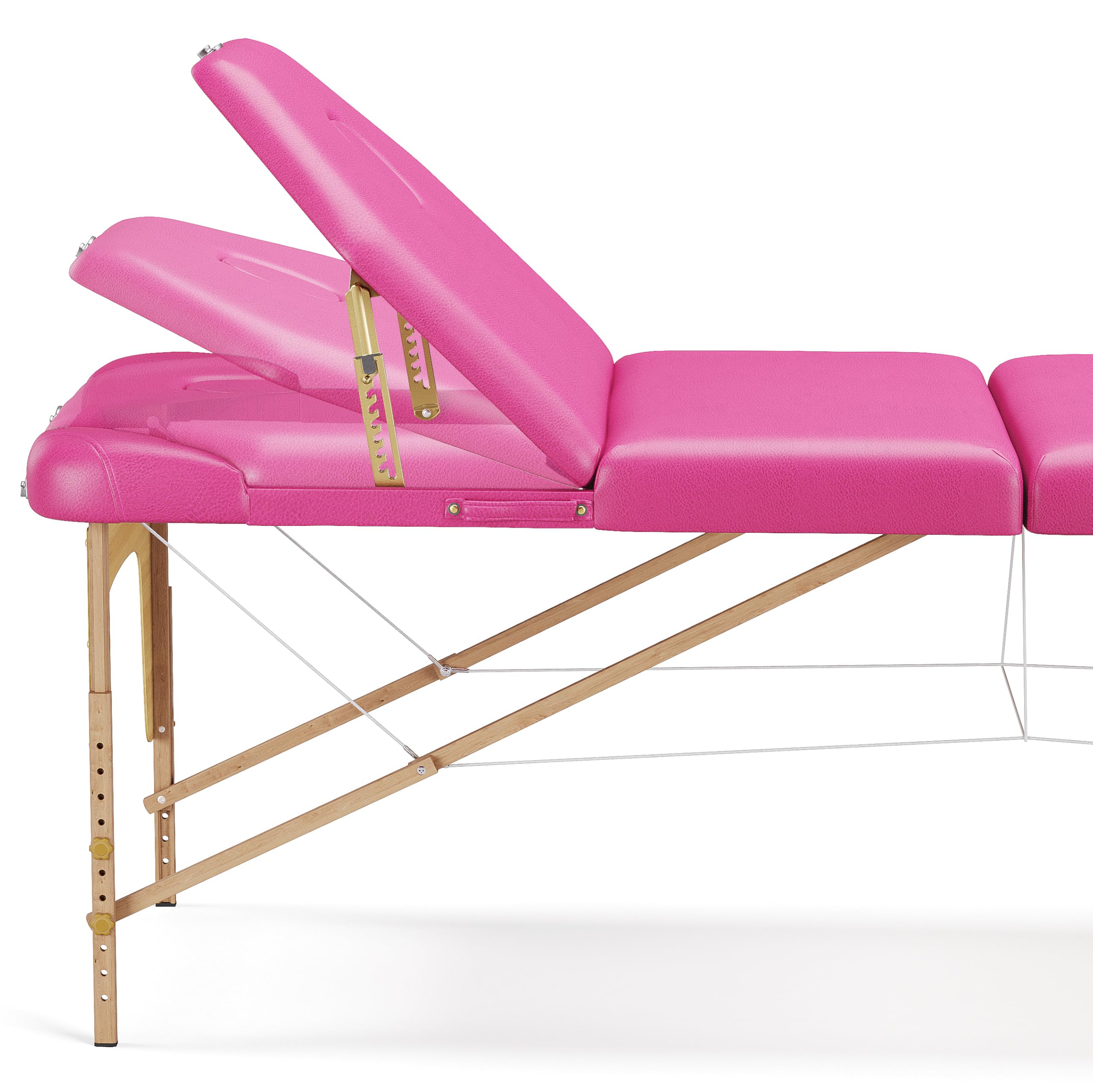 Beltom® Lettino Massaggio Rosa 3 Zone Nuovo Modello 195X70 CM + PORTAROTOLO Pannello Reiki Angoli ARROTONDATI RINFORZATI - Portatile Pieghevole ESTETICA Fisioterapia FISIOTERAPISTA Tattoo Tatuaggi