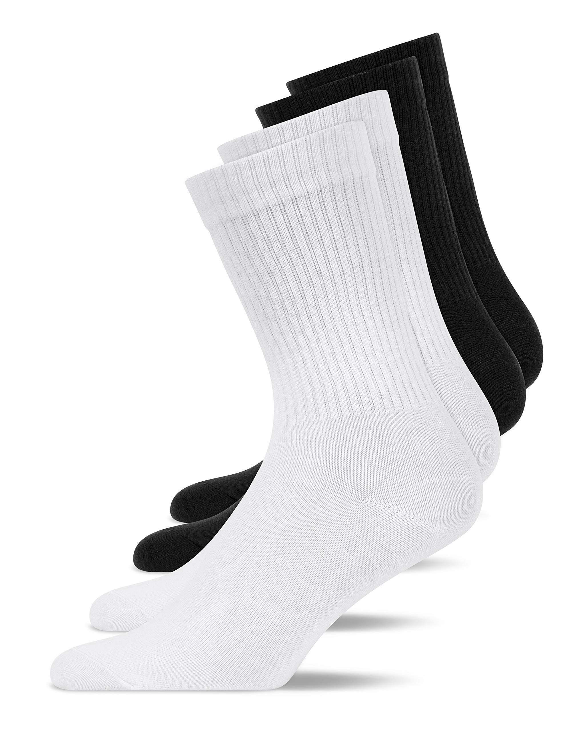 Women & Mens Sports Socks Cushioned 4 Pairs Crew Tennis Socks
