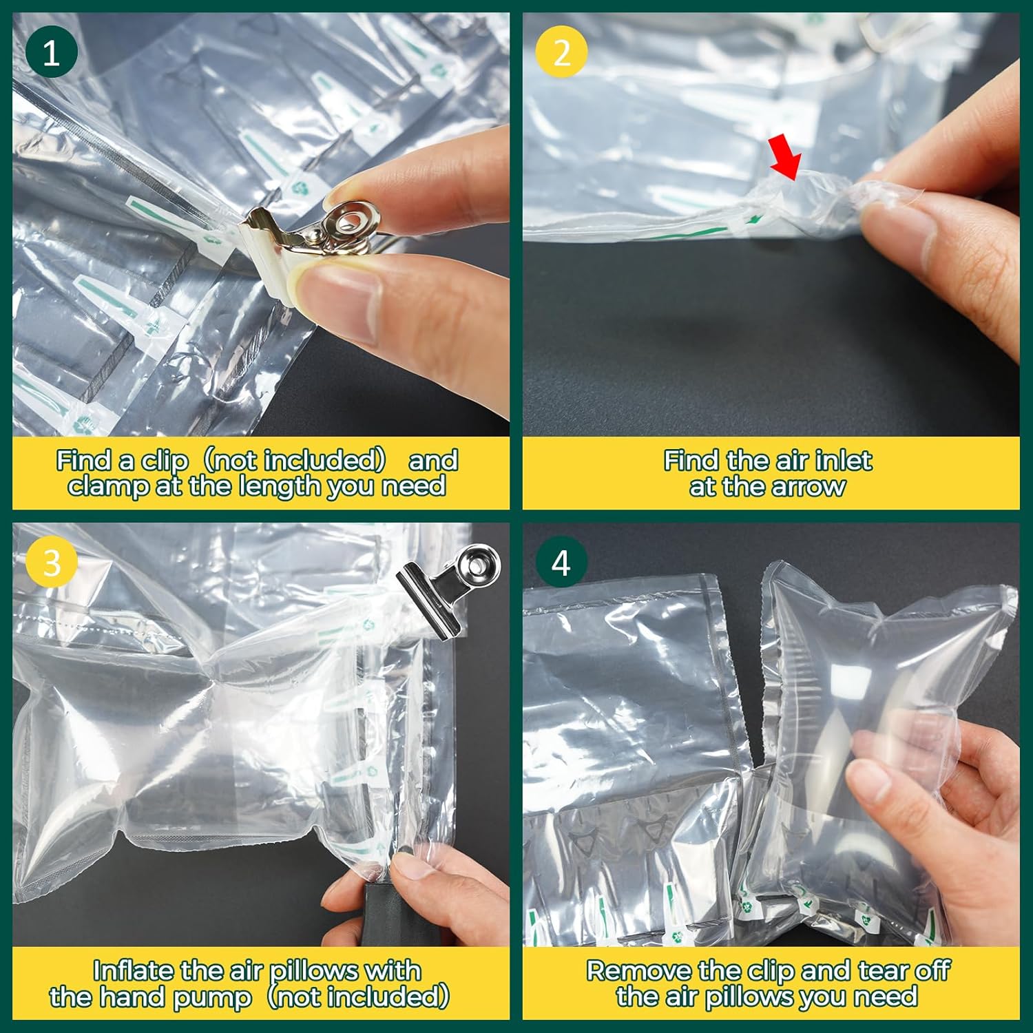 300 Pieces Air Pillows for Shipping Inflatable Packaging Air Bags Packing Supplies for Shipping and Moving Packing Cushion Materials Purse Stuffers for Shape, 4.7 x 7.87 Inches