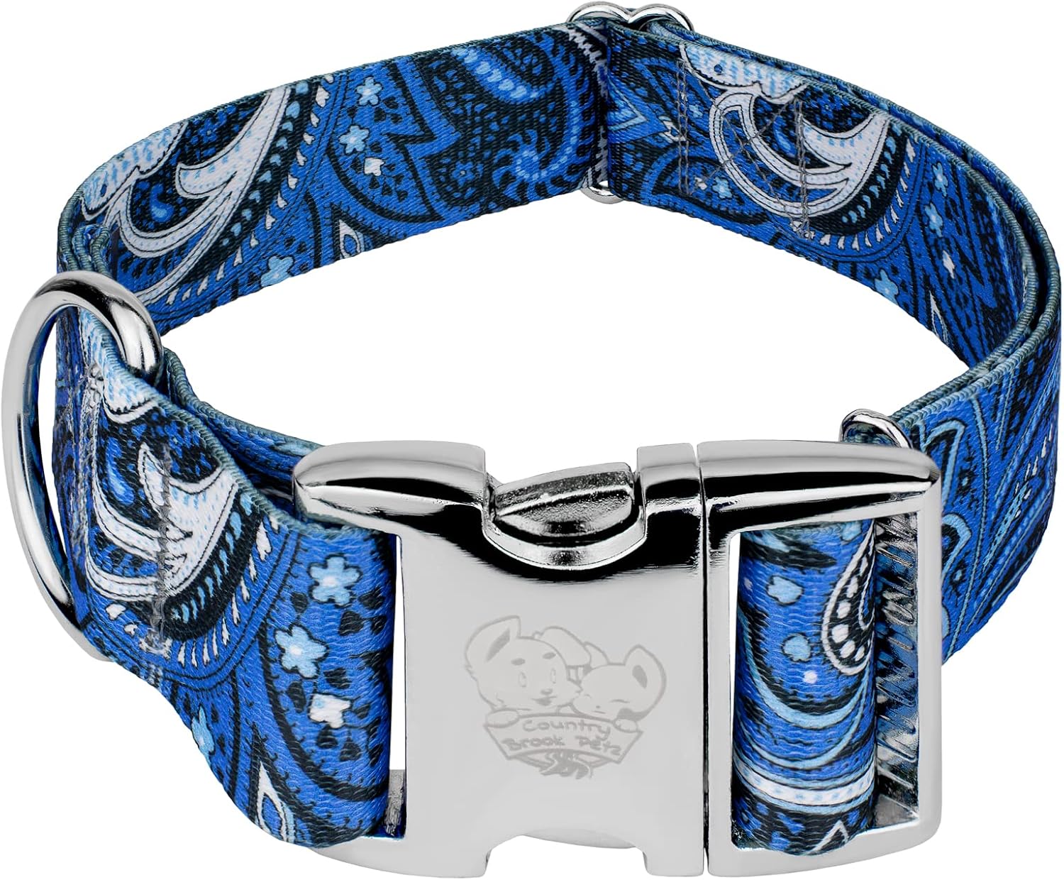 Country Brook Petz - HossFit Jr Wide Premium Dog Collar - Paisley Collection Featuring Classy Designs (Bright Paisley, Medium)