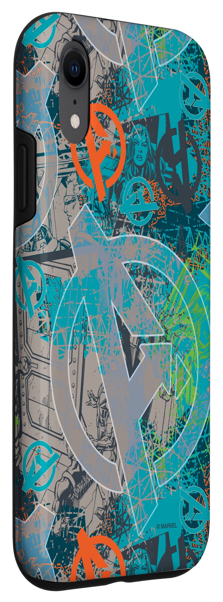 Custodia per iPhone XR Marvel Avengers Black Widow e Iron Man fumetti