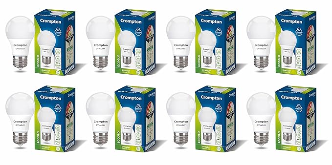 Crompton Dyna Ray 5W Round E27 LED Cool Day Light Pack of 8