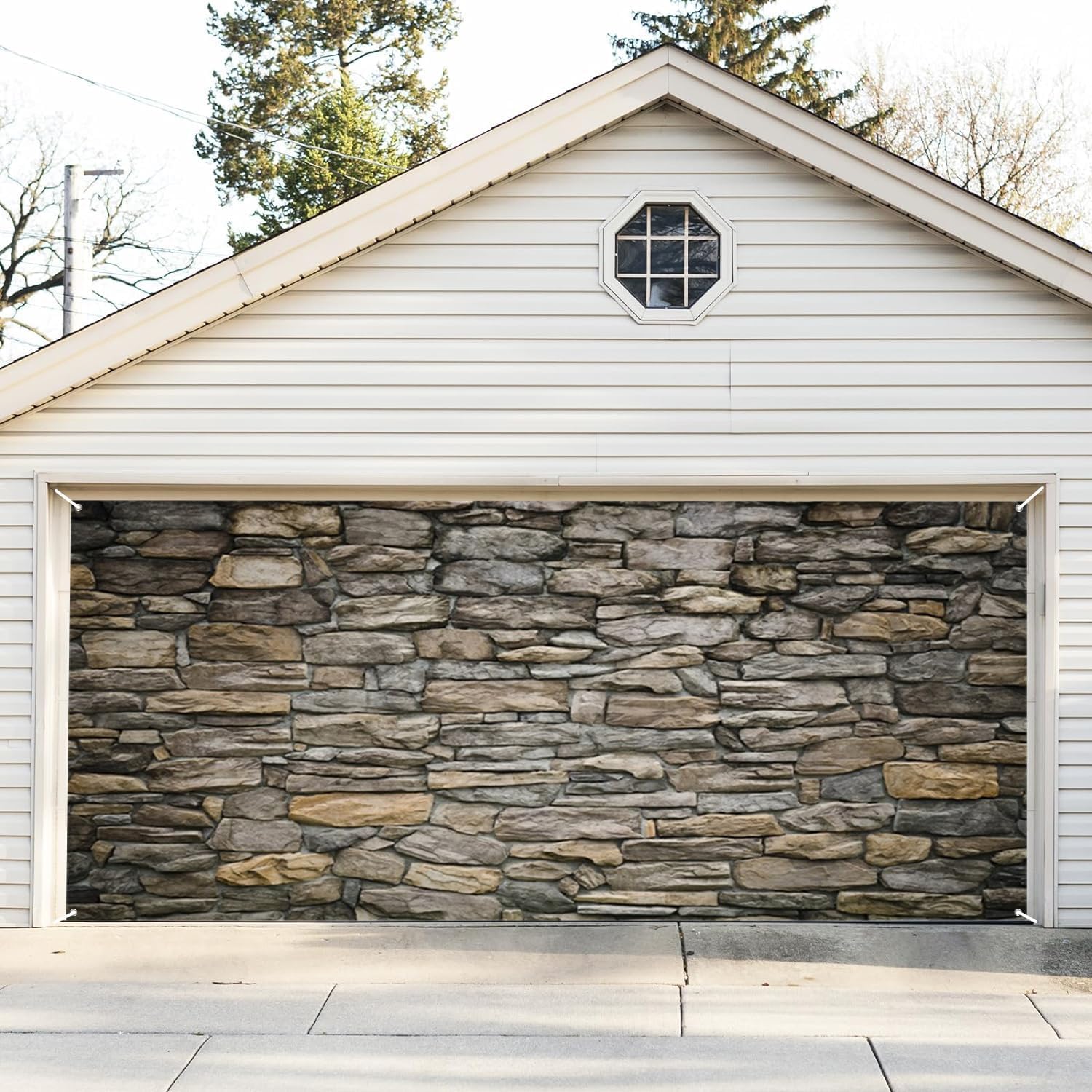 ChloropLastid Vintage Stone Brick Wall Party Garage Door Decoration Stone Brick Wall Texture Home Decors Indoor Outdoor Background Decor Banner Cover 16x7ft