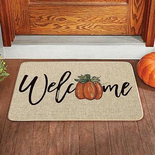 Felpudos de 16 x 24 pulgadas para decoración de otoño, antideslizantes, para Acción de Gracias, otoño, granja, rústico, para interiores y