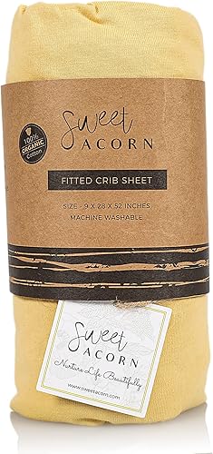 Sábanas ajustables para cuna, ropa de cama de punto de jersey de algodón orgánico, se adapta a colchones estándar de cuna de bebé, 9 x 28 x 52